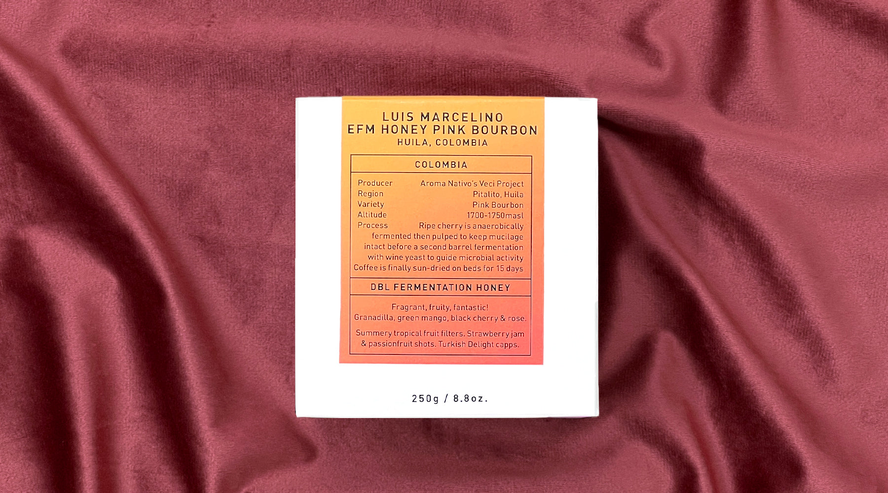 Luis Marcelino EFM Honey Pink Bourbon, Huila