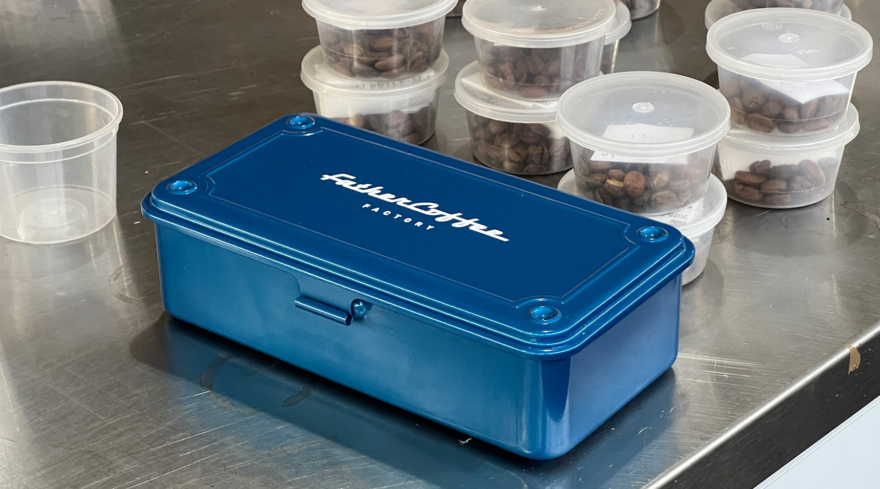 Blue Factory Toolbox w Heirloom Coffee